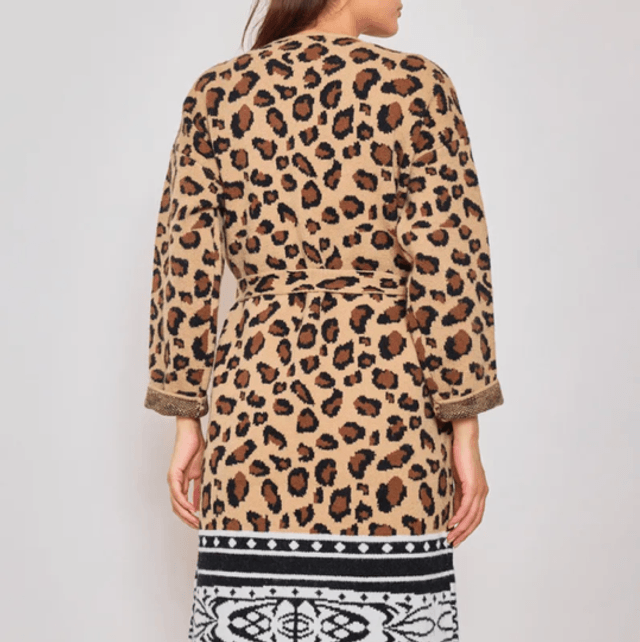 Cardigan long motif leopard 