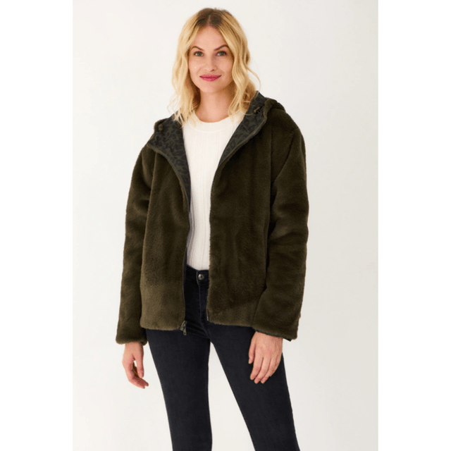 Parka Léopard Réversible Fausse Fourrure