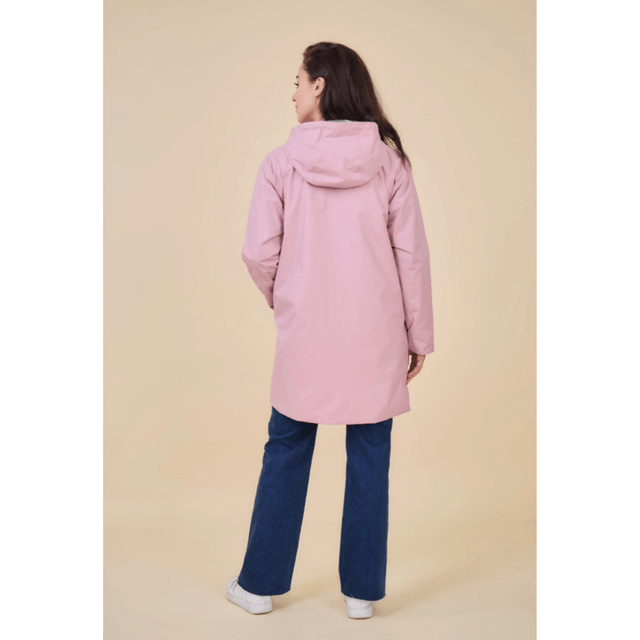 Parka Réversible Mi-Longue Imperméable, Coupe-Vent, Vieux Rose / Doré 