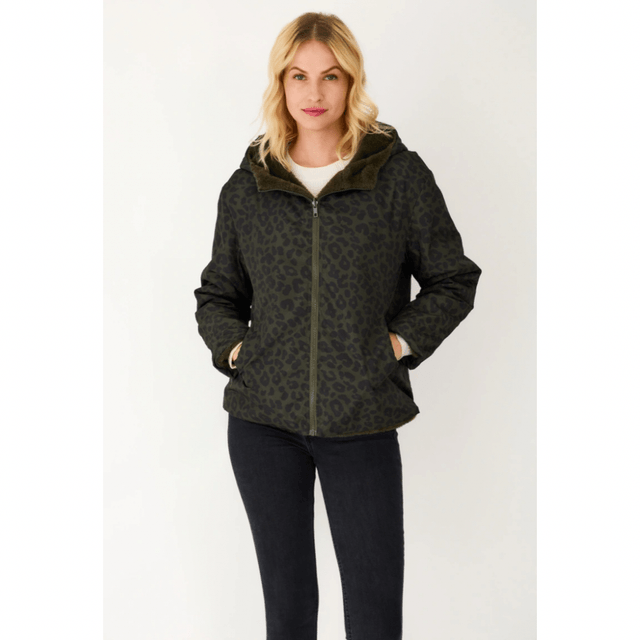 Parka Léopard Réversible Fausse Fourrure