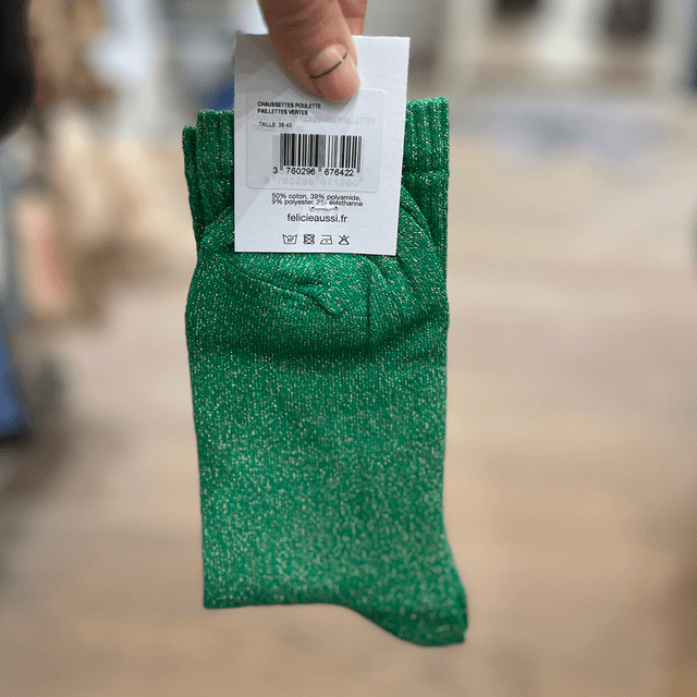Chaussettes à paillettes « poulette » vert
