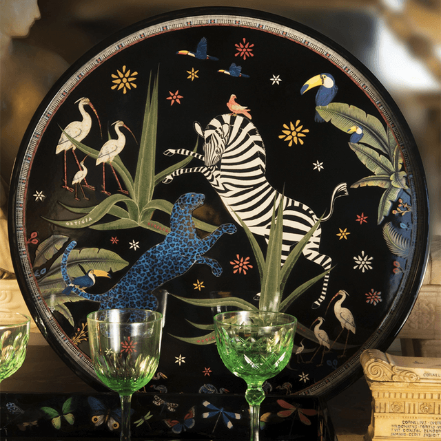 Plateau décoré rond 