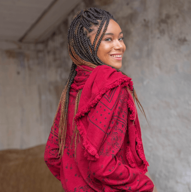Écharpe carrée bandana bordeaux 