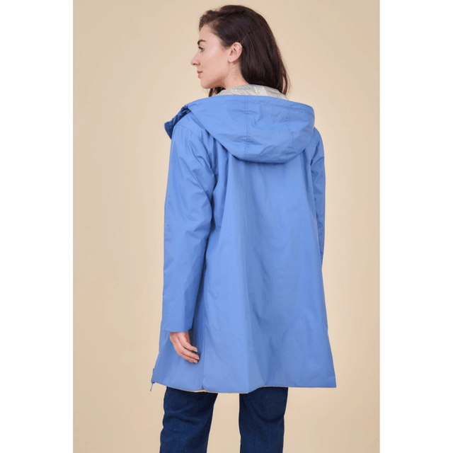 Parka Réversible Mi-Longue Imperméable, Coupe-Vent , Jeans/Doré