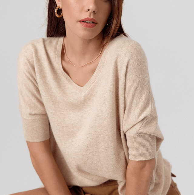 Pull Artlove Manches Courtes, beige 