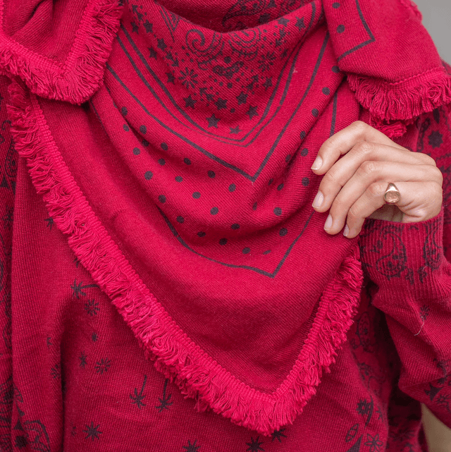 Écharpe carrée bandana bordeaux 