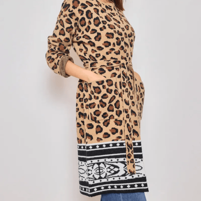 Cardigan long motif leopard 
